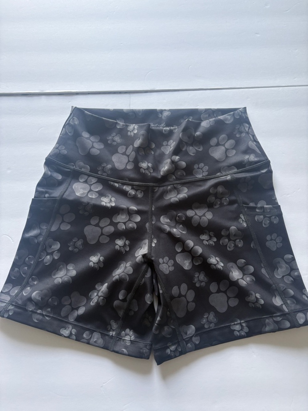 NWT Constantly Varied Gear Black Paw Print High-Waist Athletic Shorts